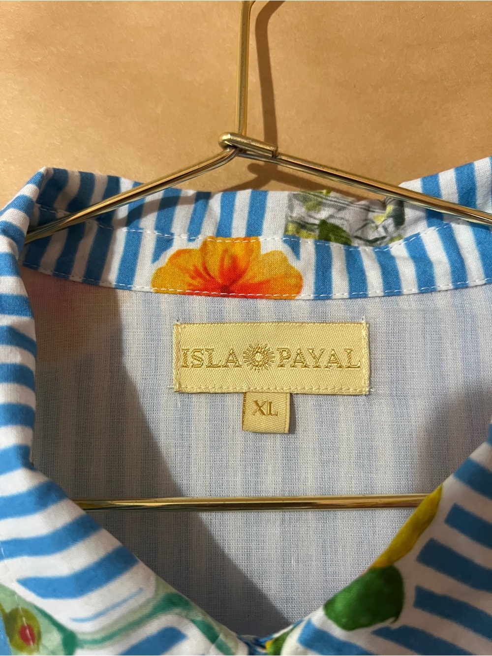 IslaPayal | Lisbon Mini Dress Martini Blue Stripe Lemons Button Front Size XL - Picture 3 of 12